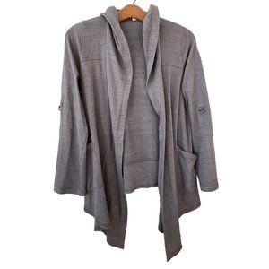 Splendid Thermal Draped Open Front Hooded Cardigan Womens XS Long Sleeve